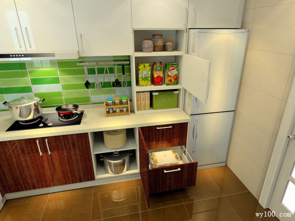 L型橱柜厨房效果图 7平新颖吊柜设计_维意定制家具商城