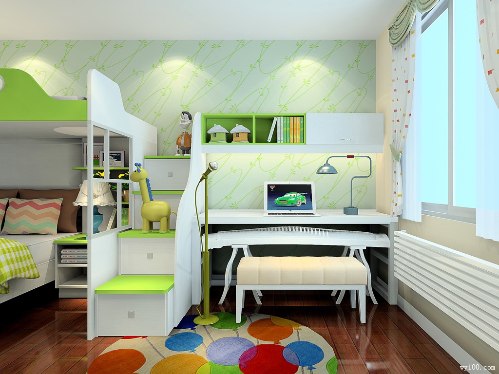 清新时尚儿童房装修效果图 13㎡节省空间