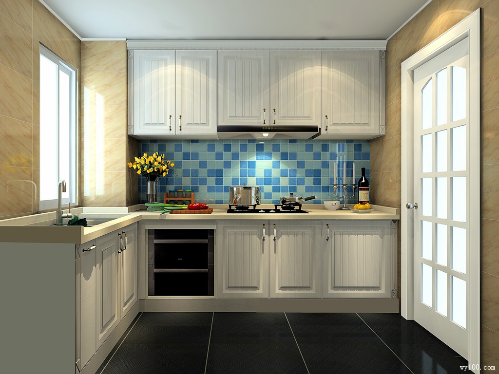 海蓝色的北欧厨房 - cooktime酷太旗舰店设计效果图 - 躺平设计家