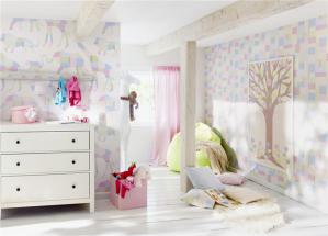 女孩墙纸创意儿童房
