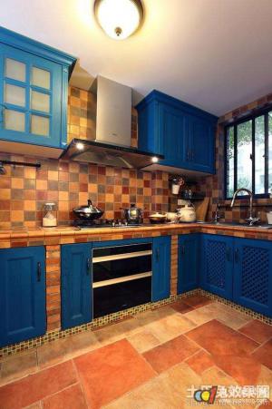 地中海风格厨房砖砌橱柜