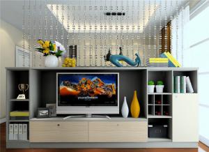 电视书柜一体效果图设计
