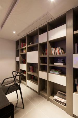 现代黑白客厅书柜墙